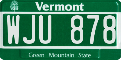 VT license plate WJU878
