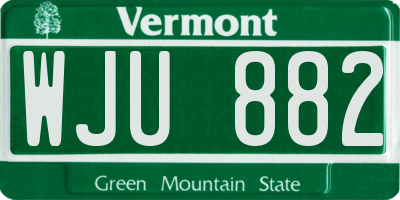VT license plate WJU882