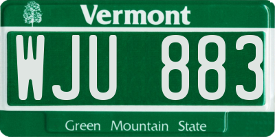 VT license plate WJU883