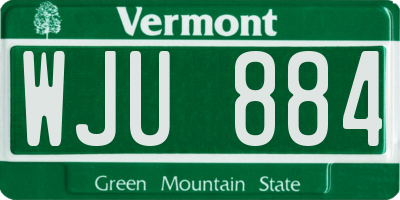 VT license plate WJU884