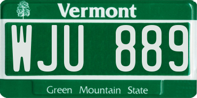 VT license plate WJU889