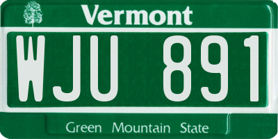 VT license plate WJU891