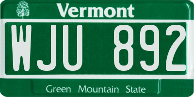 VT license plate WJU892