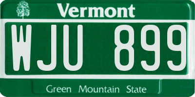 VT license plate WJU899