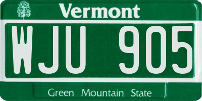 VT license plate WJU905