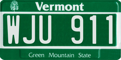 VT license plate WJU911