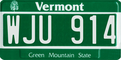 VT license plate WJU914