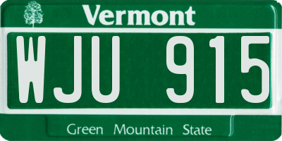 VT license plate WJU915