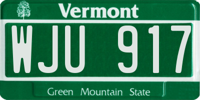VT license plate WJU917