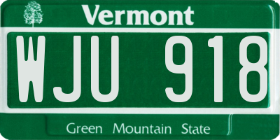 VT license plate WJU918