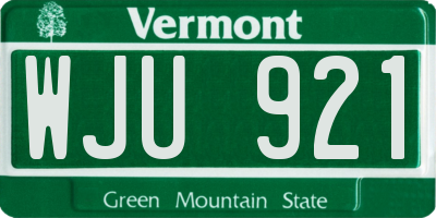 VT license plate WJU921