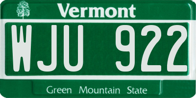 VT license plate WJU922