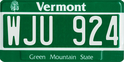 VT license plate WJU924