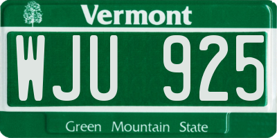 VT license plate WJU925
