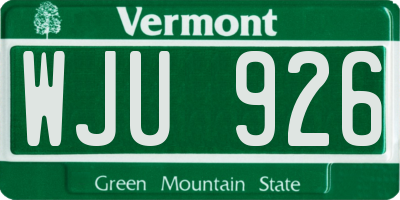 VT license plate WJU926
