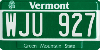 VT license plate WJU927