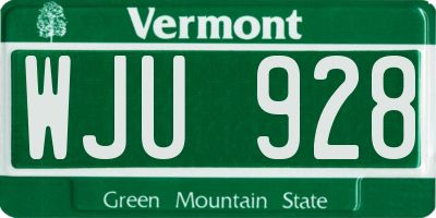 VT license plate WJU928