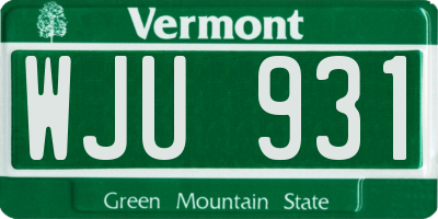 VT license plate WJU931