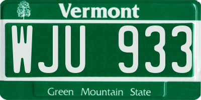 VT license plate WJU933
