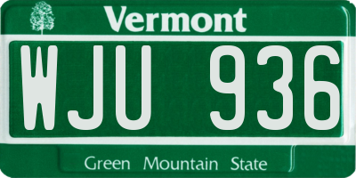 VT license plate WJU936