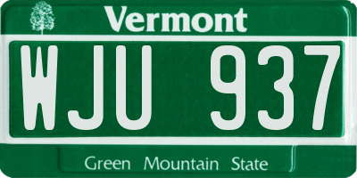VT license plate WJU937