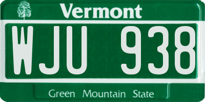 VT license plate WJU938