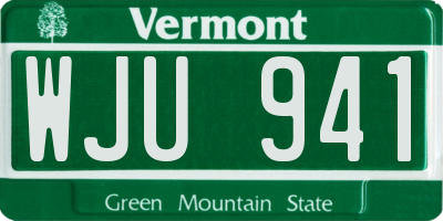 VT license plate WJU941