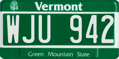 VT license plate WJU942