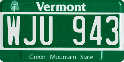 VT license plate WJU943