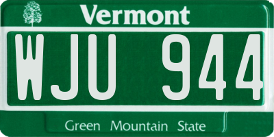 VT license plate WJU944