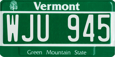VT license plate WJU945