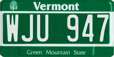 VT license plate WJU947