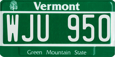 VT license plate WJU950