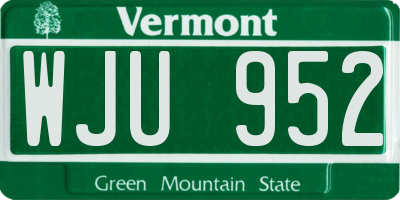VT license plate WJU952