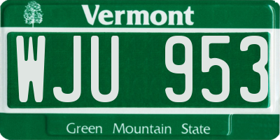 VT license plate WJU953
