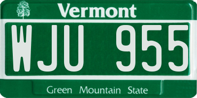 VT license plate WJU955
