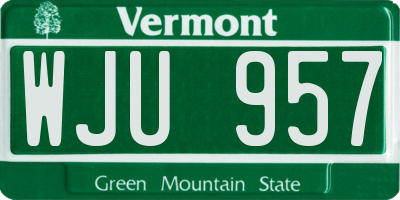VT license plate WJU957