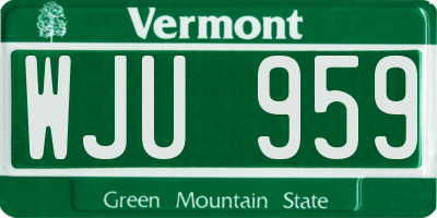 VT license plate WJU959