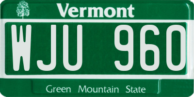 VT license plate WJU960