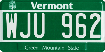 VT license plate WJU962