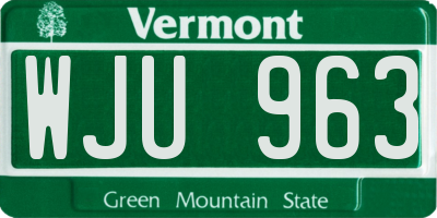 VT license plate WJU963