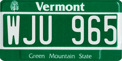 VT license plate WJU965