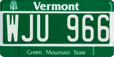 VT license plate WJU966