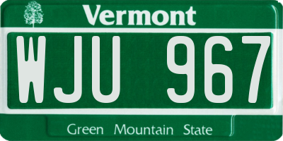 VT license plate WJU967
