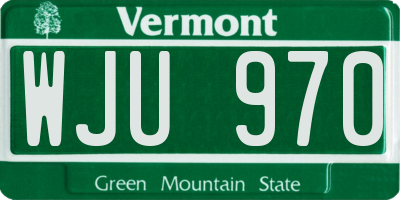 VT license plate WJU970