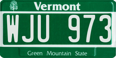 VT license plate WJU973