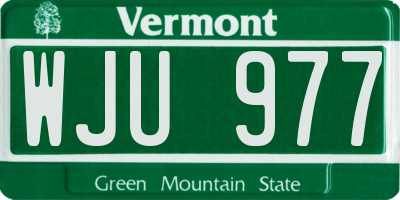VT license plate WJU977