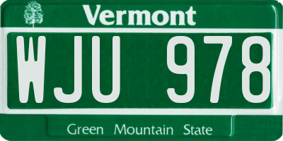 VT license plate WJU978