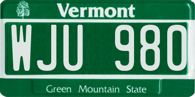 VT license plate WJU980