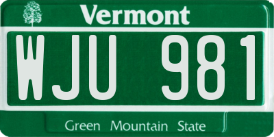 VT license plate WJU981
